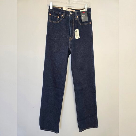 NWT Levi's Premium Ribcage Straight Jeans Womens 27 Blue Dark Wash 90s - Picture 1 of 9